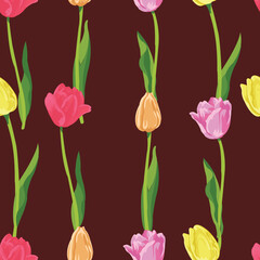 Abstract floral seamless pattern tulips .Trendy hand drawn textures. Modern abstract design for,paper, cover, fabric and other users,