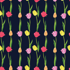 Abstract floral seamless pattern tulips .Trendy hand drawn textures. Modern abstract design for,paper, cover, fabric and other users,