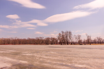 Beautiful winter landscape at the ravine Petrie Island, Ottawa