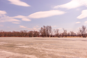 Beautiful winter landscape at the ravine Petrie Island, Ottawa