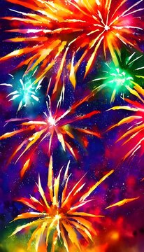 The night sky is alive with color as fireworks explode overhead. The crowd cheers and claps, their faces lit up by the bright light of the show. It's a beautiful sight to behold, one that always bring