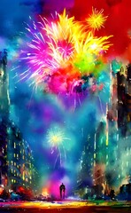 I am watching the new year's fireworks. They are so beautiful. The colors are amazing. I can't believe how lucky I am to be able to see them.