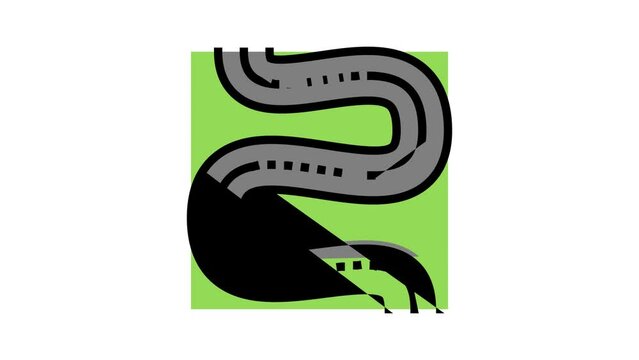 hilly road color icon animation