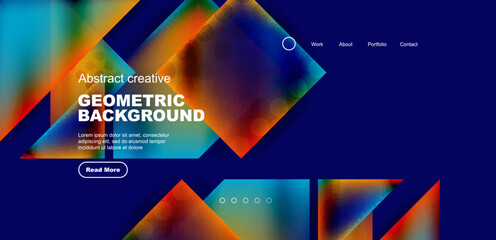 Geometric elements - squares and triangles composition background.