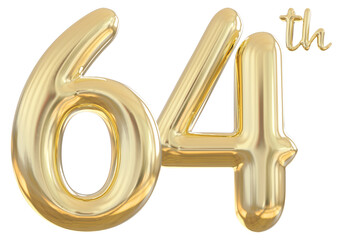 64th anniversary numbers gold celebrate number