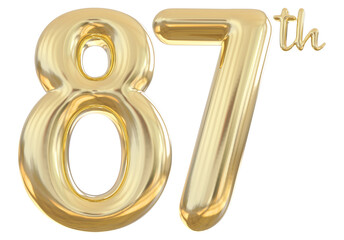 87th anniversary numbers gold celebrate number
