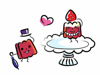 レトロ喫茶店のカヌレたちのイラストセット