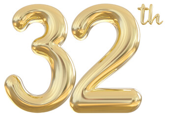 32th anniversary numbers gold celebrate number