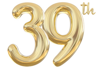 39th anniversary numbers gold celebrate number