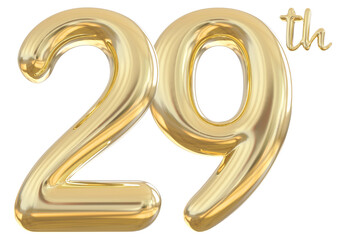 29th anniversary numbers gold celebrate number