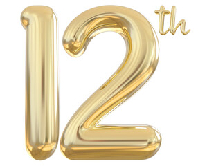 12th anniversary numbers gold celebrate number