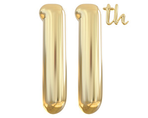 11th anniversary numbers gold celebrate number