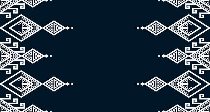 Geometric Seamless Ethnic Pattern in black and white color.design for background. Aztec Pattern illustration template element EP.30