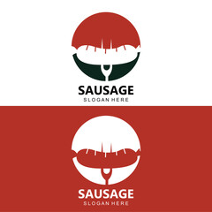 Sausage Logo, Modern Food Vector, Design For Grill Food Brands, BBQ, Sausage Shop, Hotdog