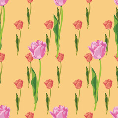 Abstract floral seamless pattern tulips .Trendy hand drawn textures. Modern abstract design for,paper, cover, fabric and other users.