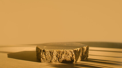 Mock up display shelf,cosmetics,advertising and natural products,brown stone pedestal scene  3D luxury minimal. Advertising and presentation concept.