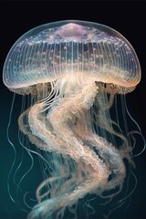 very detailed transparent ghostly jelly fish