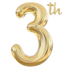 3th anniversary numbers gold celebrate number