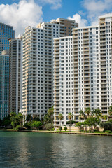 Fototapeta na wymiar Oceanfront luxury condominiums at the bay in Miami, Florida