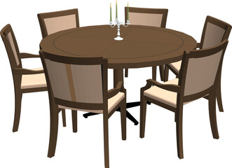 Modern classic minimalist dining table set for young families with white background