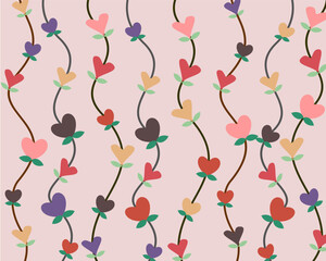 seamless pattern with flowers shape heart