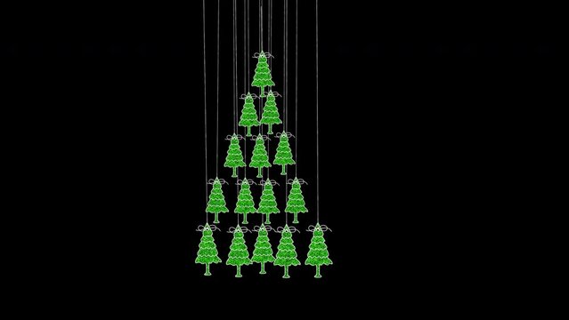 Christmas trees hanging with rope icon transparent background with alpha channel