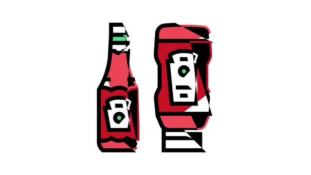 ketchup sauce bottle color icon animation