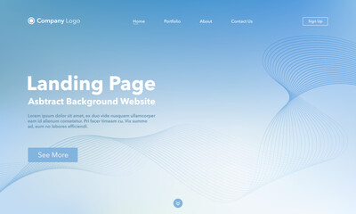 Landing Page. Abstract wave background website. Template for websites, or apps. Modern Blue design. Abstract vector style