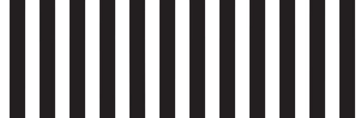 Black vertical stripes on white background. Straight lines pattern for backdrop and wallpaper template. Realistic lines with repeat stripes texture. Simple geometric background, vector illustration