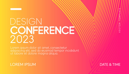 Abstract modern business conference design template with orange lines composition. Minimal flyer layout. Vector, 2023