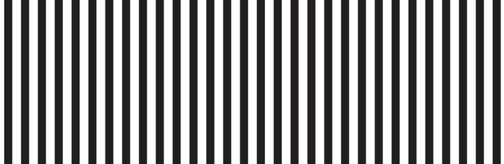 Black vertical stripes on white background. Straight lines pattern for backdrop and wallpaper template. Realistic lines with repeat stripes texture. Simple geometric background, vector illustration