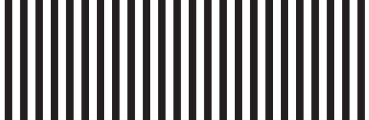 Black vertical stripes on white background. Straight lines pattern for backdrop and wallpaper template. Realistic lines with repeat stripes texture. Simple geometric background, vector illustration