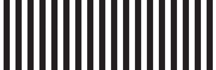 Black vertical stripes on white background. Straight lines pattern for backdrop and wallpaper template. Realistic lines with repeat stripes texture. Simple geometric background, vector illustration