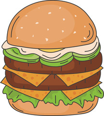 Fast Food Burger Illustration