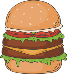 Fast Food Burger Illustration