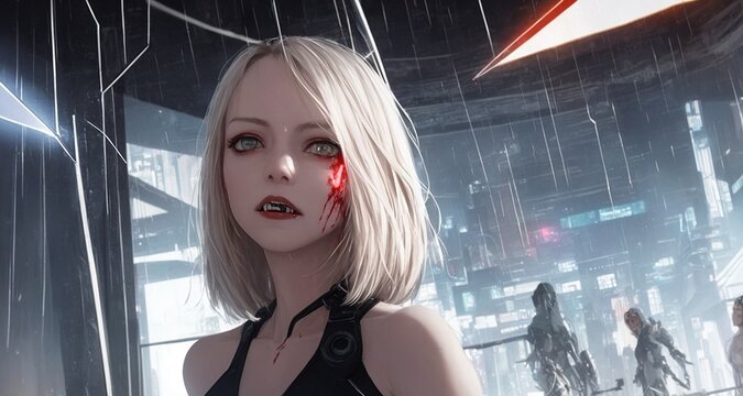 portrait of a vampire woman in the city