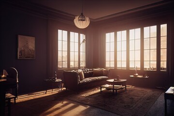 interior of a room with a window and Sunlight 