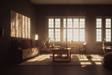 interior of a room with a window and Sunlight 
