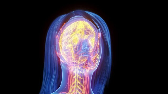 3d rendered medical animation of the nerves all over a woman's body