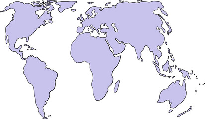 doodle freehand drawing of world map.