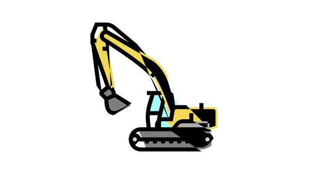 excavator construction car vehicle color icon animation