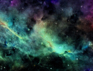 Watercolor Universe Nebula Teal 8k Background Stars