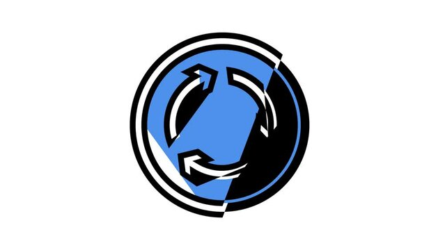 roundabout road sign color icon animation