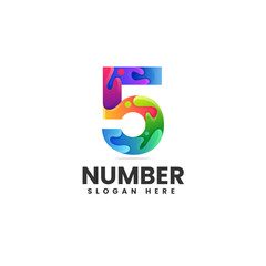 Obraz premium Vector Logo Illustration Number Gradient Colorful Style.
