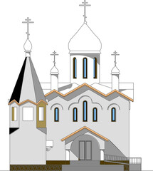 small classic antique church with white background