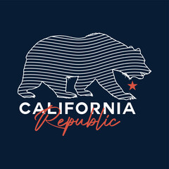 California Republic - Tee Design For Print - Vector.