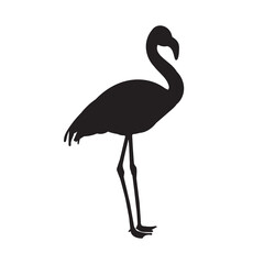 Obraz premium Black silhouette flamingo logo vector illustration.
