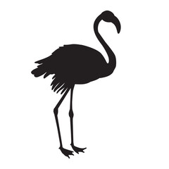 Black silhouette flamingo logo vector illustration.