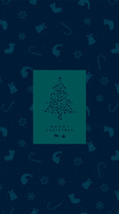Dark blue Christmas tree vector illustration poster