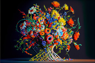 Oil painting of a boquet of flowers glitch art